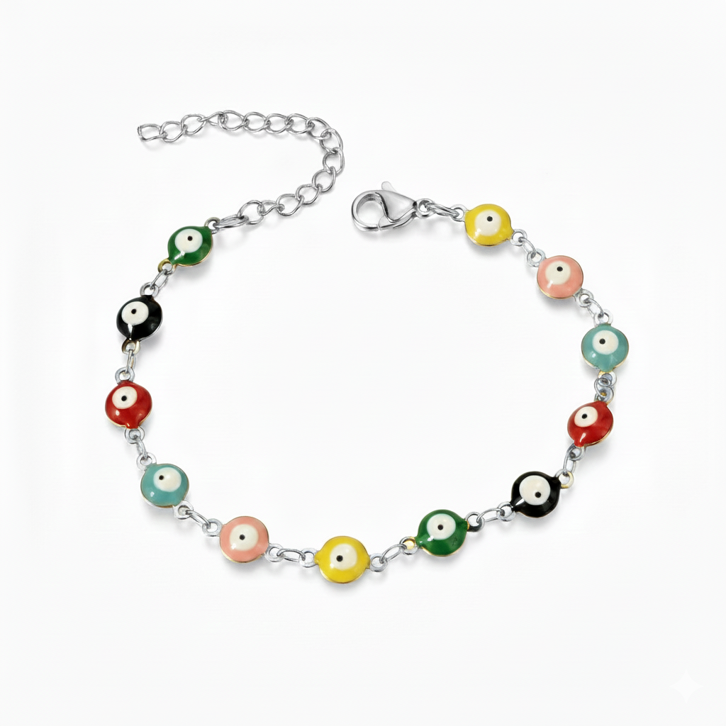 Pulsera Ojitos Colores Acero