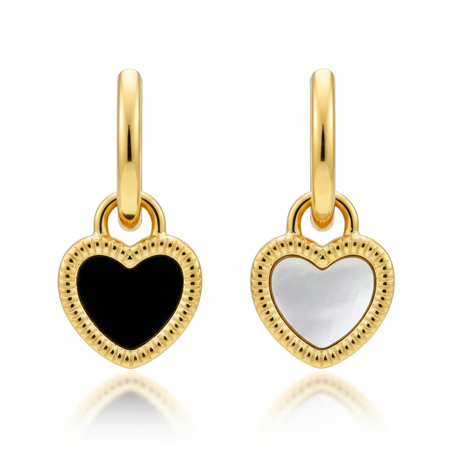 Aretes Corazon Doble Cara Chapa 18k
