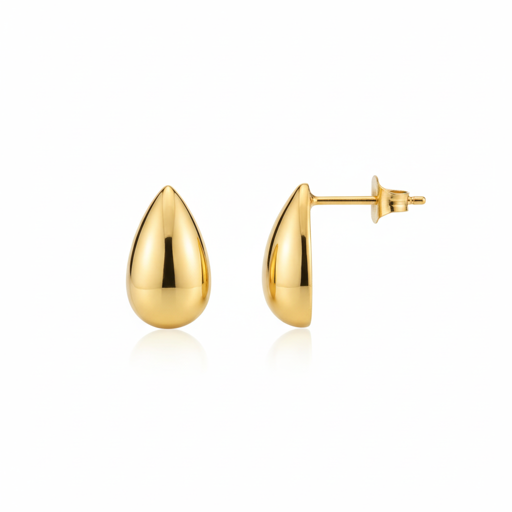 Aretes Mini Gota Flat Chapa 18k