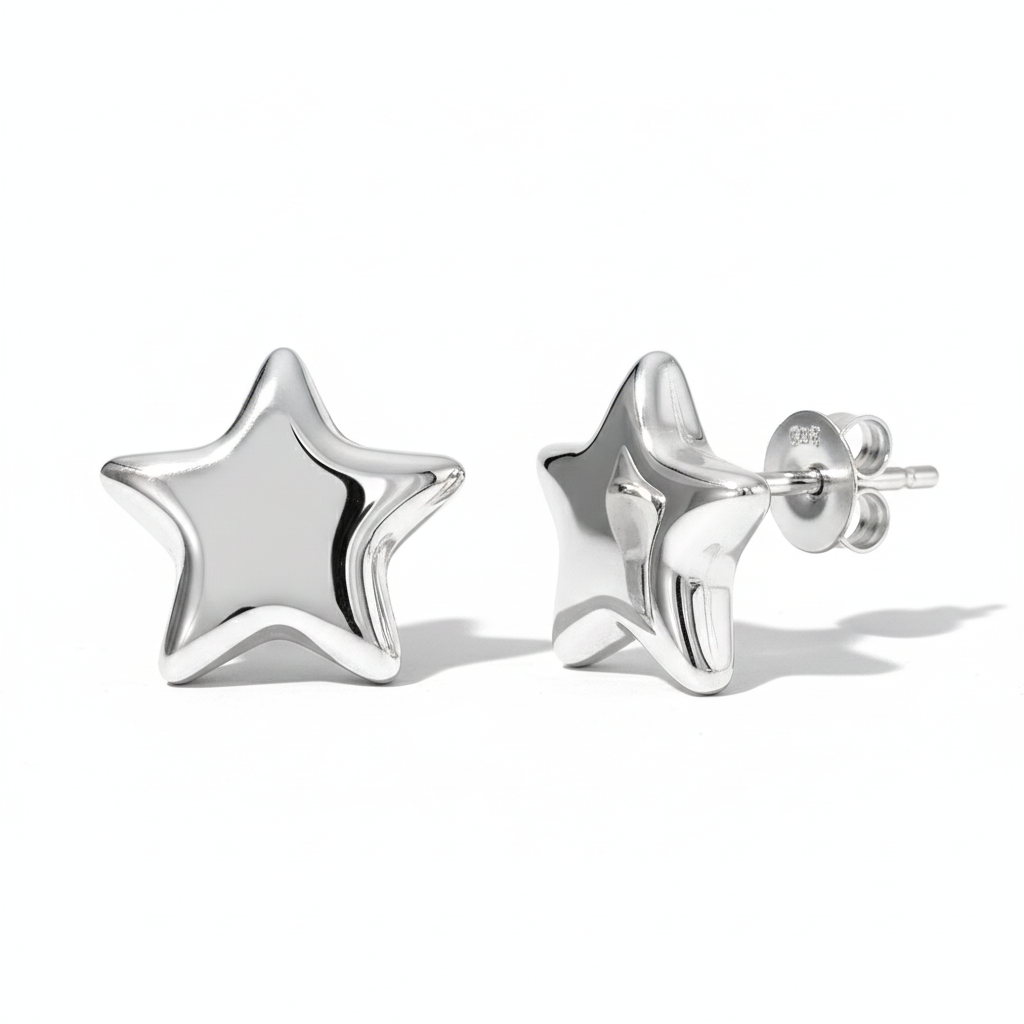 Aretes Estrella Chuncky Acero