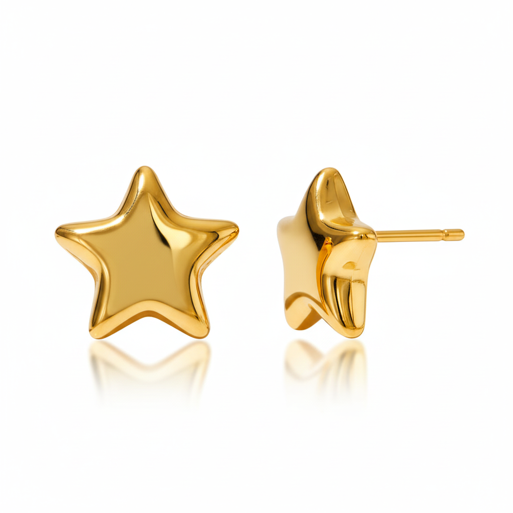 Aretes Estrella Chuncky Chapa 18k
