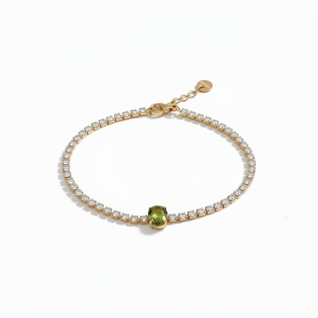 Pulsera Circonias Blancas y Verde Chapa 1