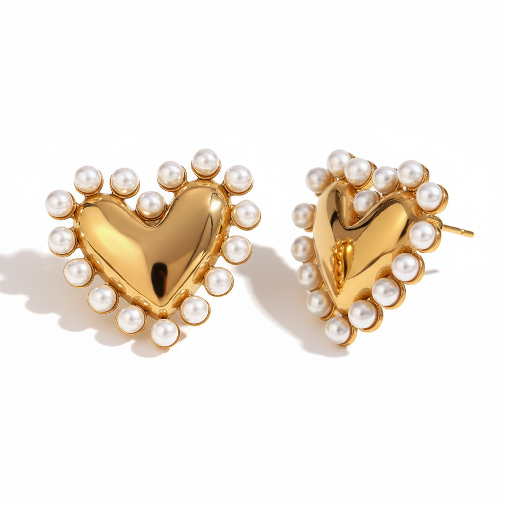 Aretes Corazon Show Chuncky Chapa 18k