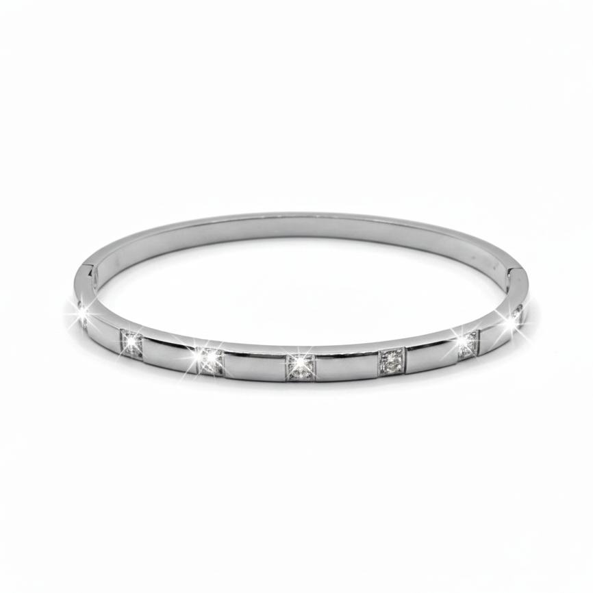 Brazalete Circonias Separadas Acero