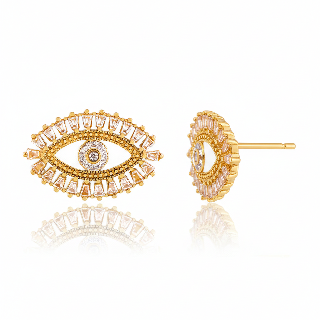 Aretes Ojo Grande Circonias Chapa 18k