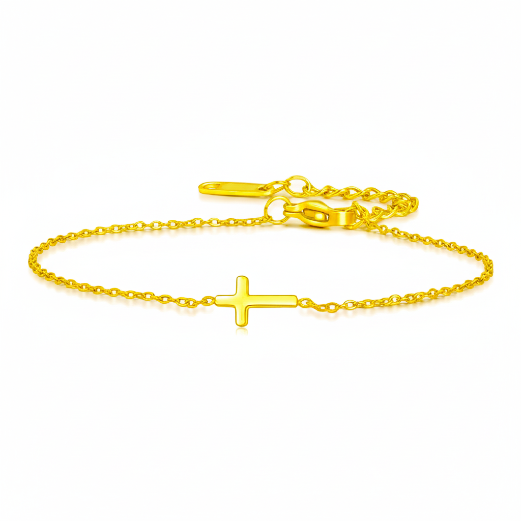 Pulsera Mini Cruz Chapa 18k