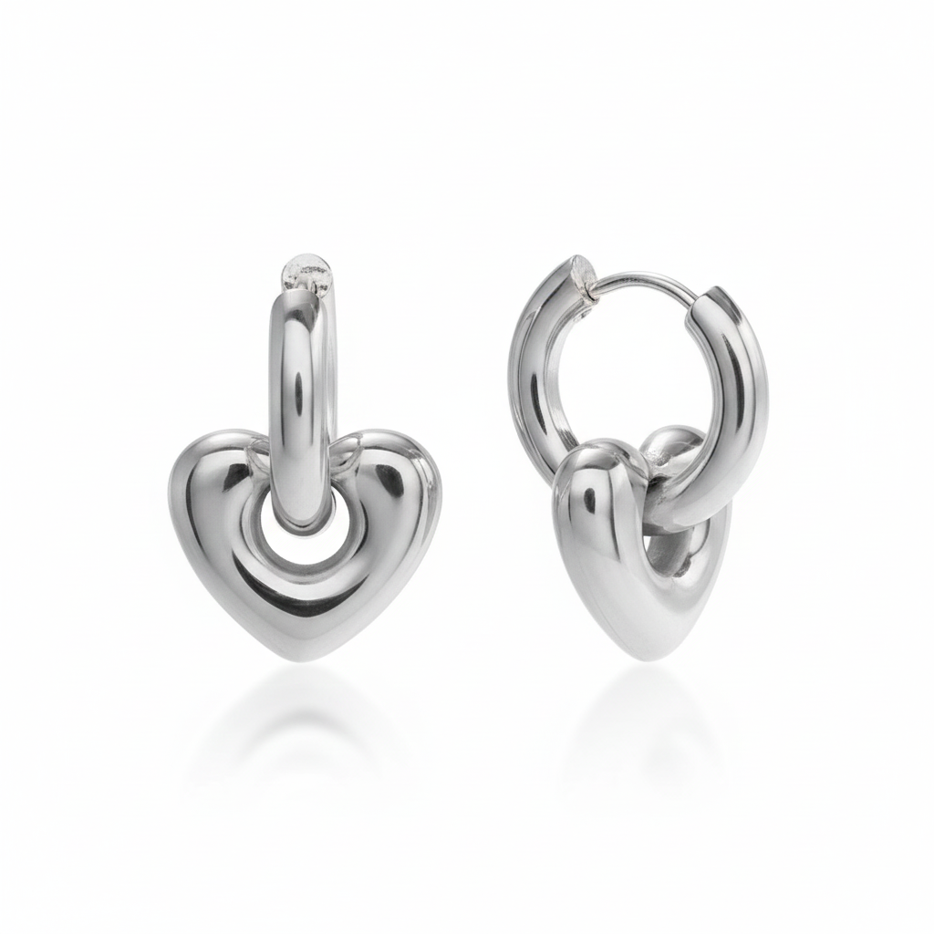 Aretes Corazón Candado Acero