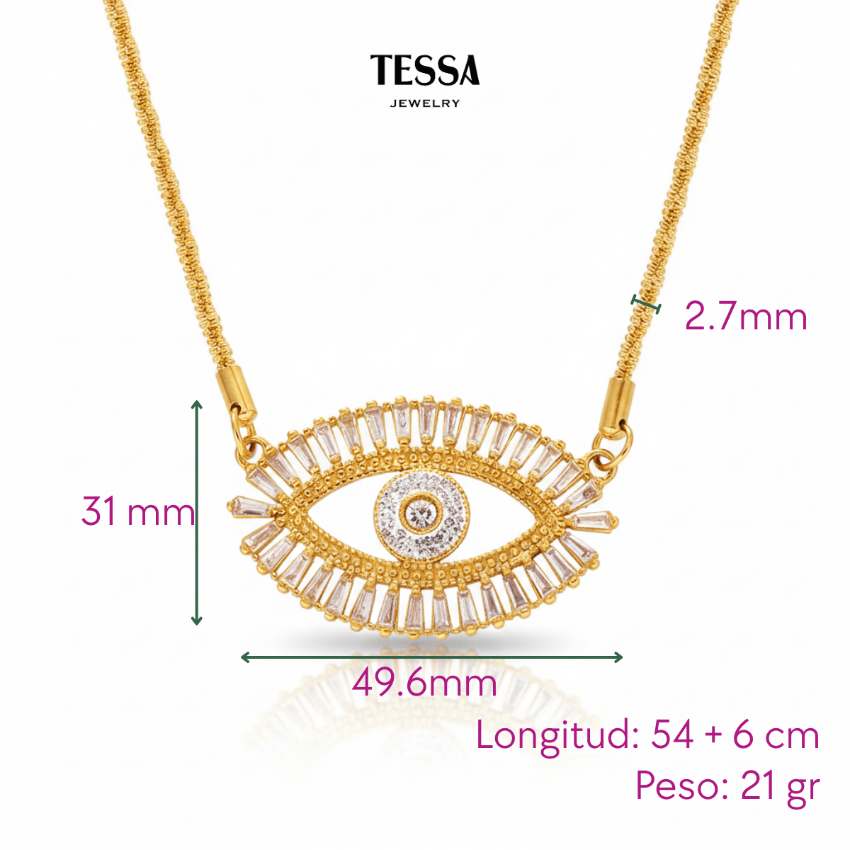 Collar Ojo Grande Circonias Chapa 18k