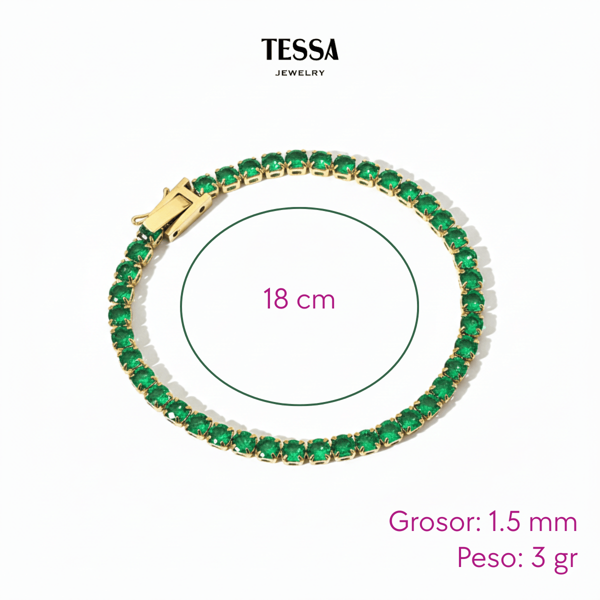 Pulser Circonias Verdes Chapa 18k