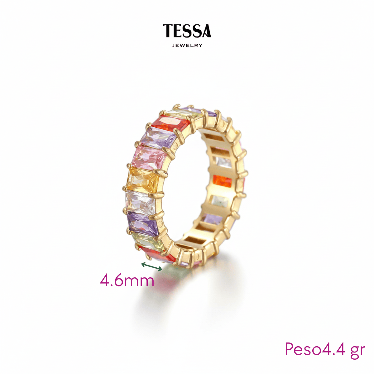 Anillo Completo Circonias Colores Chapa