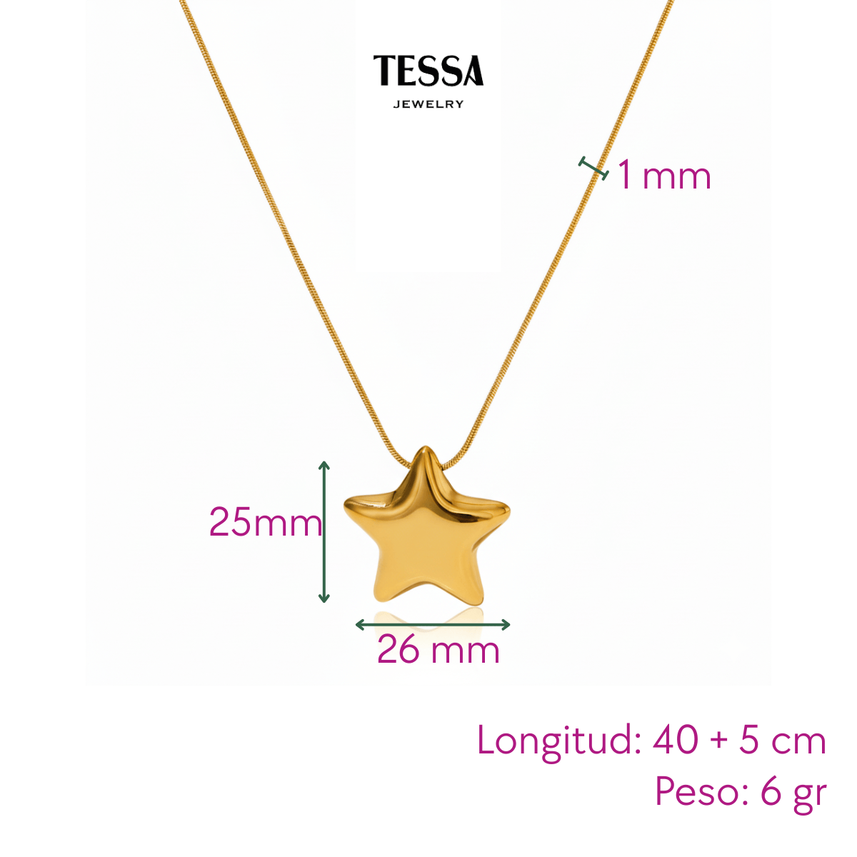 Collar Estrella Chuncky Chapa 18k