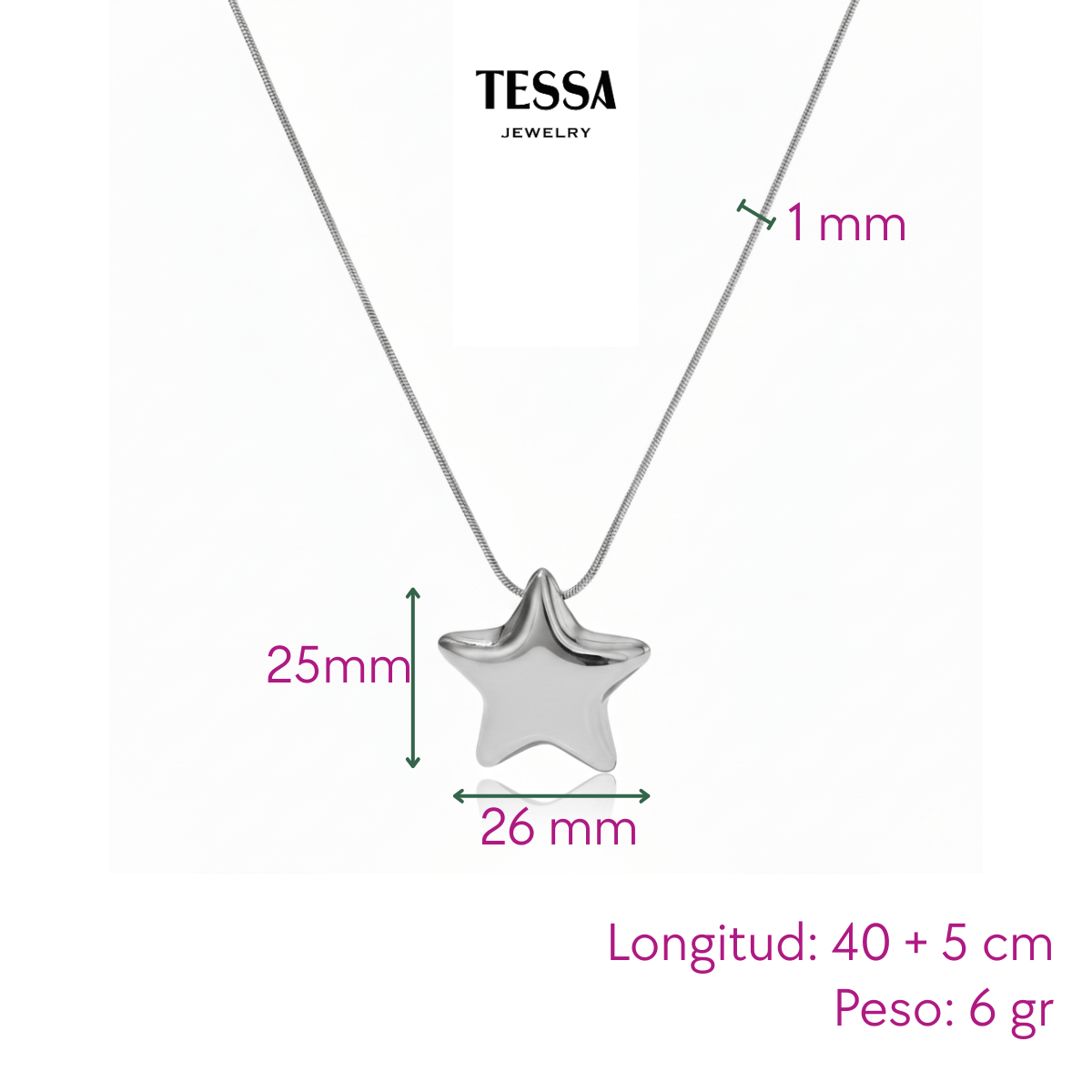 Collar Estrella Chuncky Acero