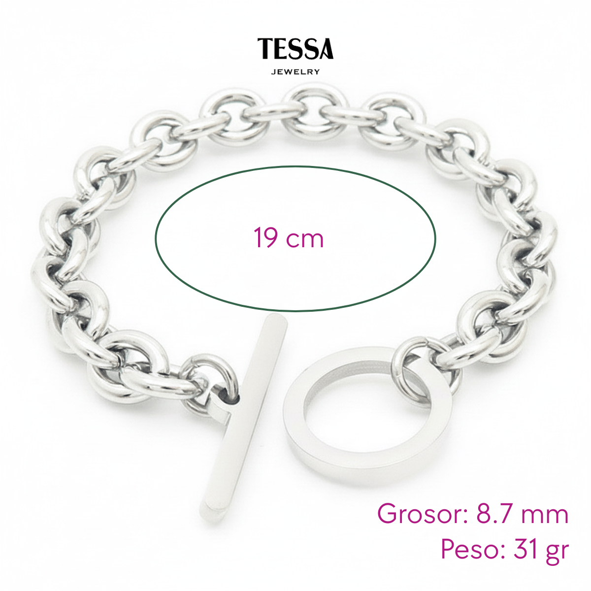 Pulsera Broche Palanca Acero