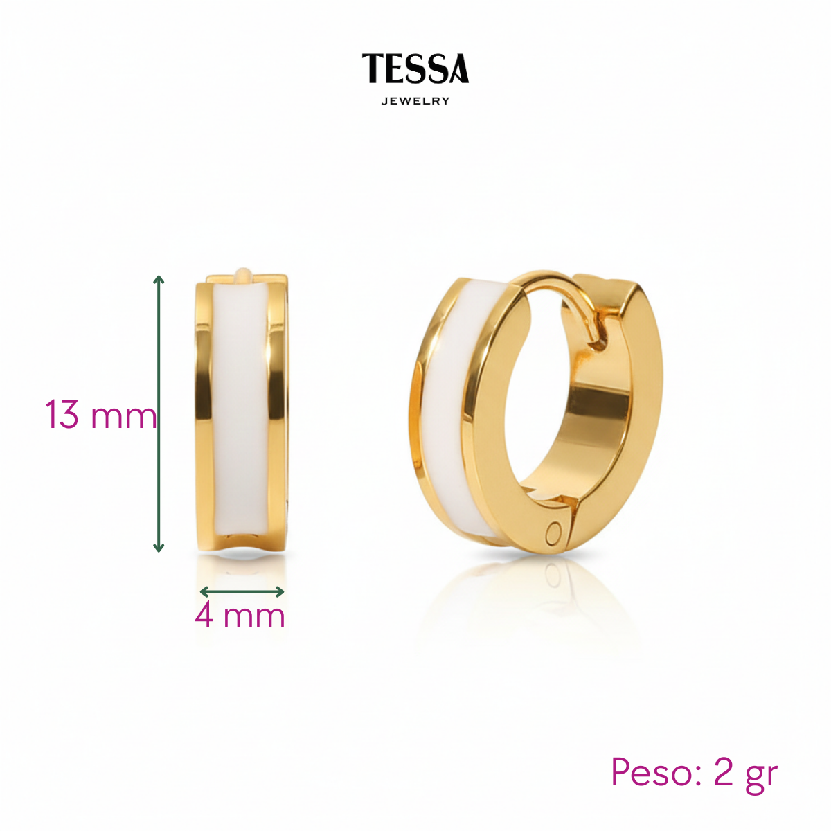 Aretes Huggies 13mm Chapa 18k