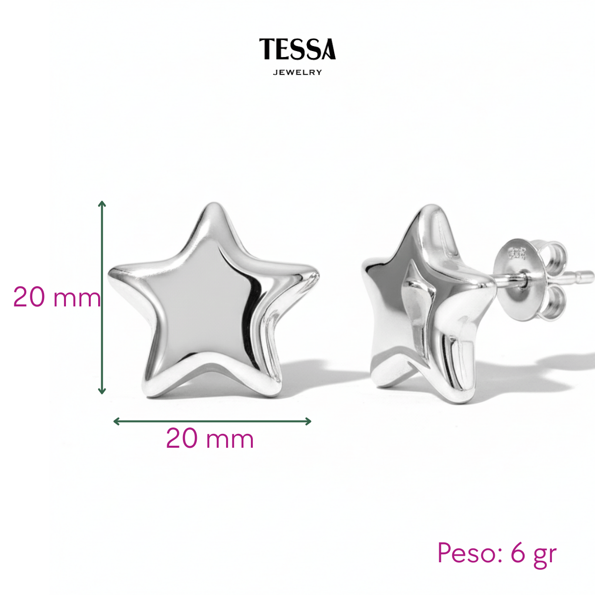 Aretes Estrella Chuncky Acero