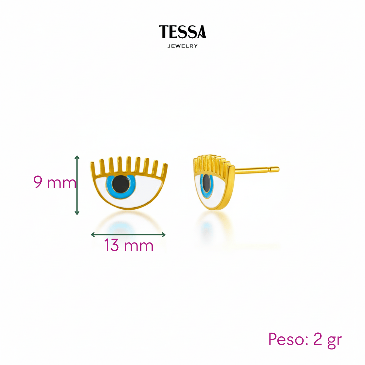 Aretes Ojito Cartoon Chapa 18k
