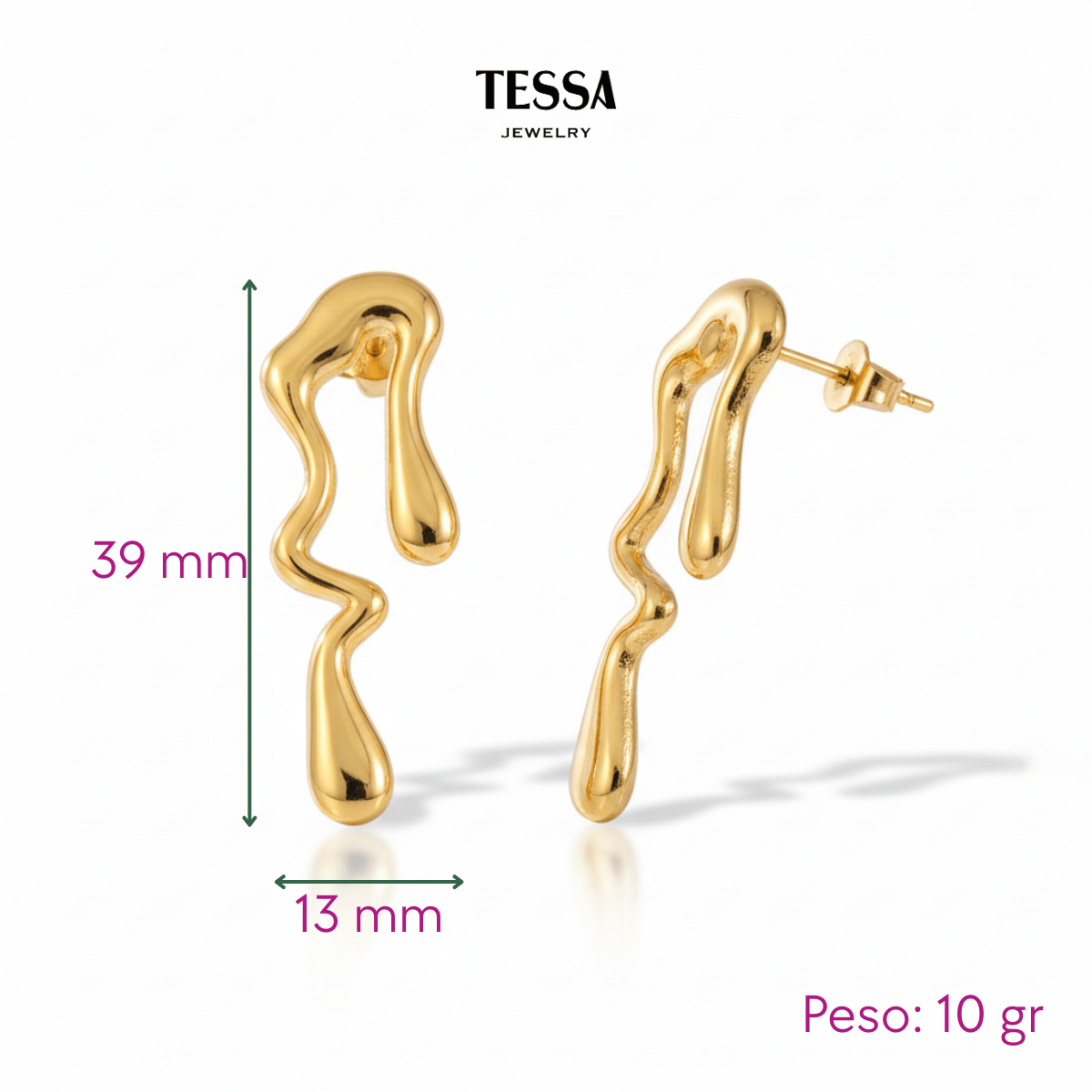 Aretes F Chapa 18k