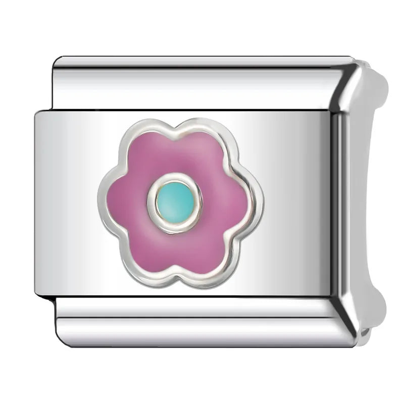 Eslabón Flor Rosa y Azul
