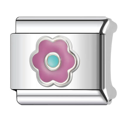 Eslabón Flor Rosa y Azul