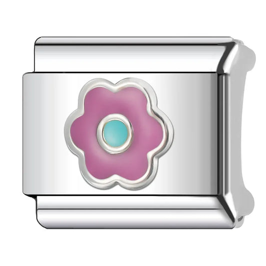 Eslabón Flor Rosa y Azul