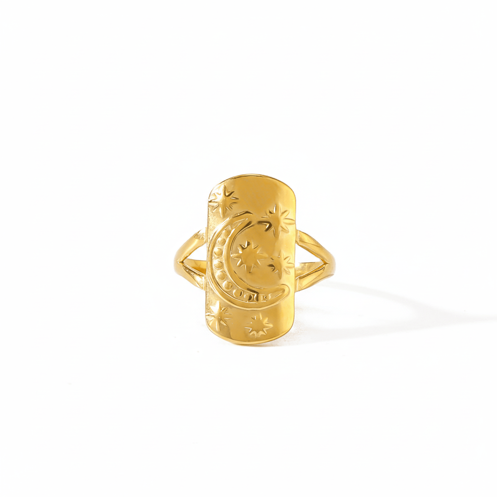 Anillo Luna Lienzo Chapa 18k Ajustable