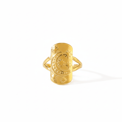 Anillo Luna Lienzo Chapa 18k Ajustable