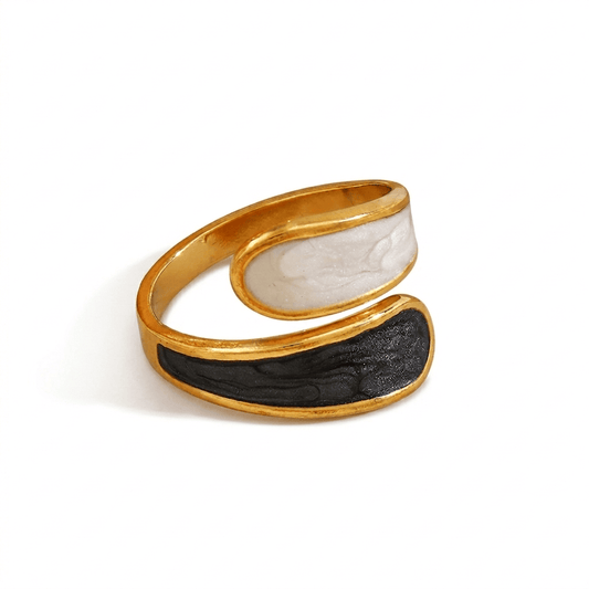 Anillo Ondas Cruzadas B&W Chapa 18k Ajus