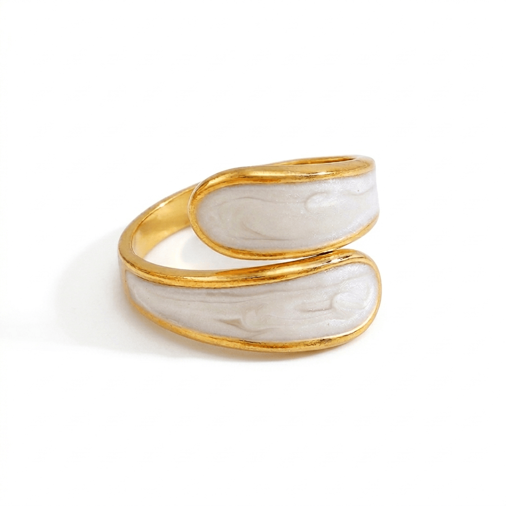 Anillo Ondas Cruzadas Blanco Chapa 18k A