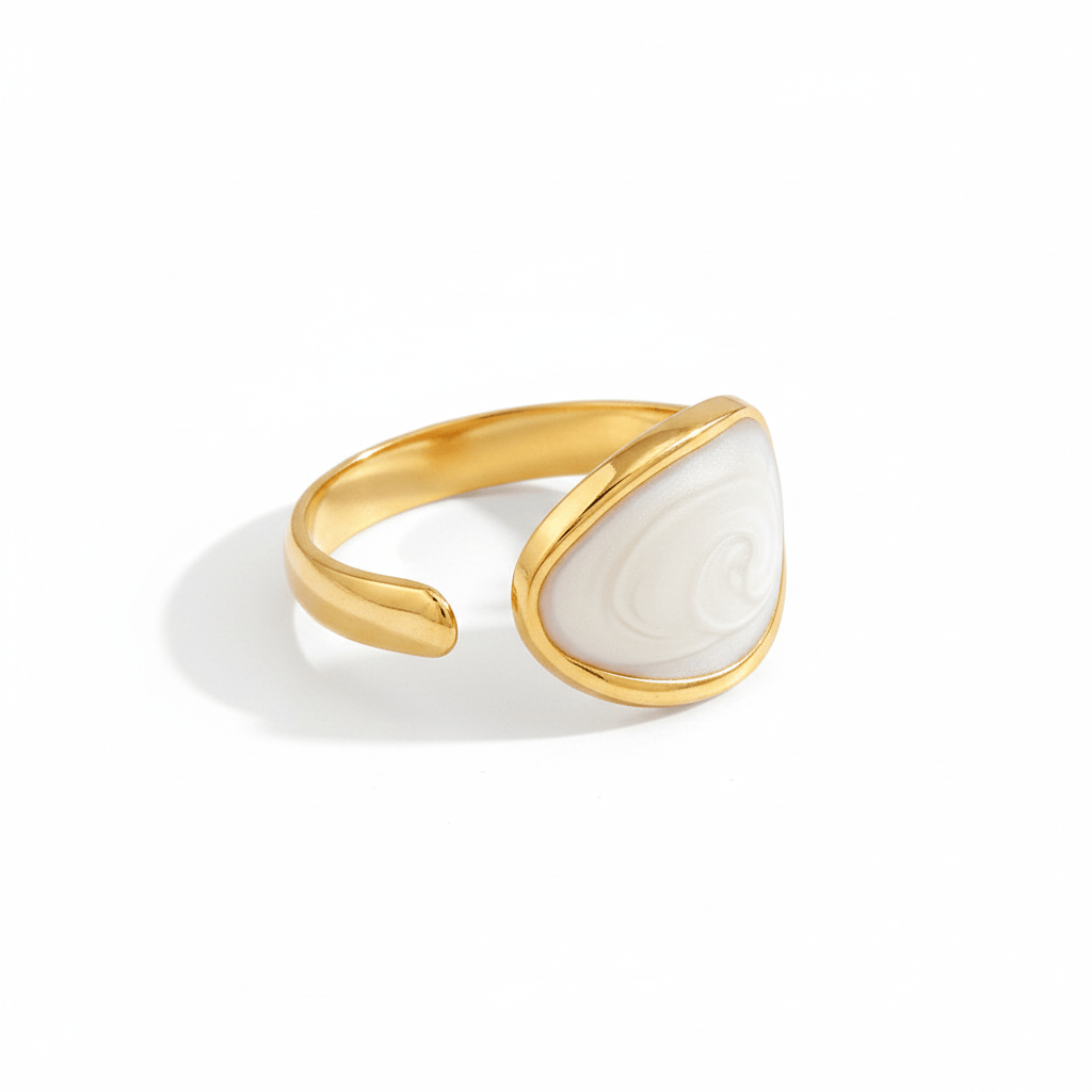 Anillo Circulo Blanco Chapa 18k Ajustabl