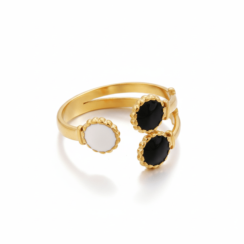 Anillo 3 Circulos B&N Chapa 18k Ajustabl