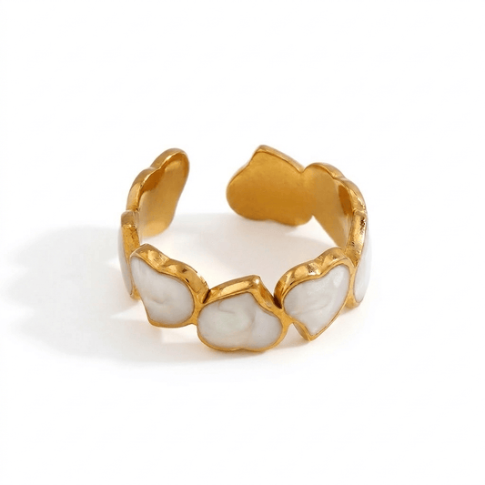 Anillo Corazones Blancos Chapa 18k