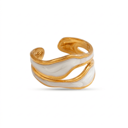 Anillo Waves Blanco Chapa 18k Ajustable