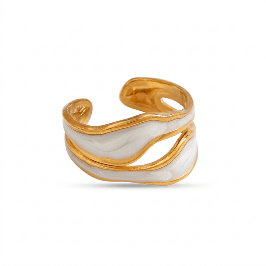 Anillo Waves Blanco Chapa 18k Ajustable