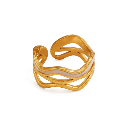 Anillo Waves Triple Chapa 18k Ajustable
