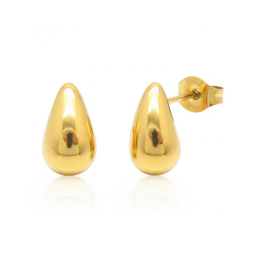 Aretes Gota Chapa 18k