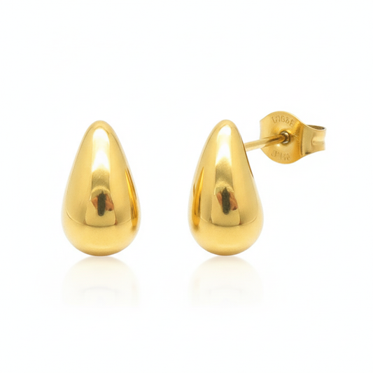 Aretes Gota Chapa 18k