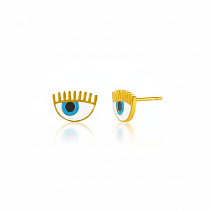 Aretes Ojito Cartoon Chapa 18k