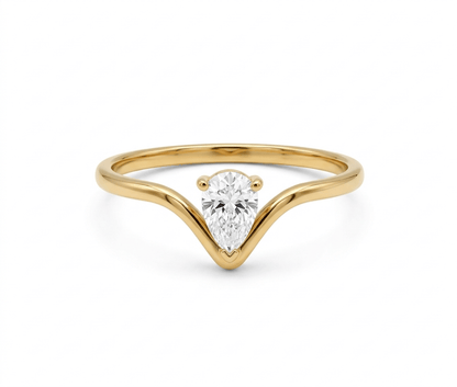 Anillo V Circonia Pera Chapa 18k