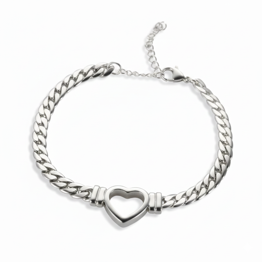 Pulsera Chuncky Corazon Hueco Acero