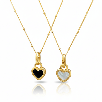 Collar Corazon Doble Cara Chapa 18k