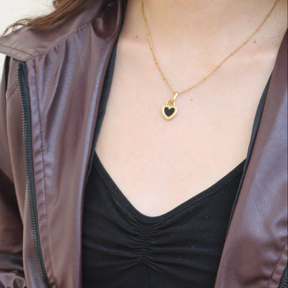 Collar Corazon Doble Cara Chapa 18k