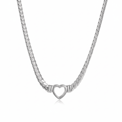 Collar Chuncky Corazon Hueco Acero