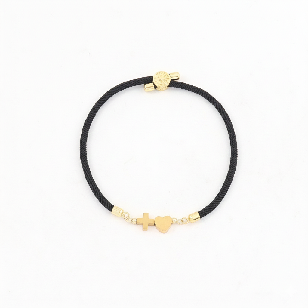 Pulsera Negra Nylon Chapa 18k