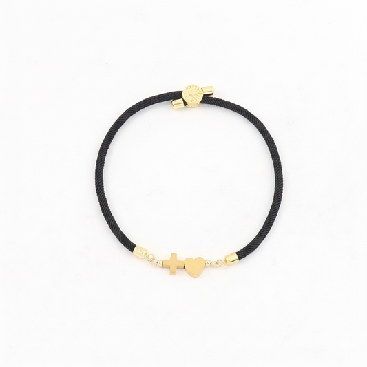 Pulsera Negra Nylon Chapa 18k