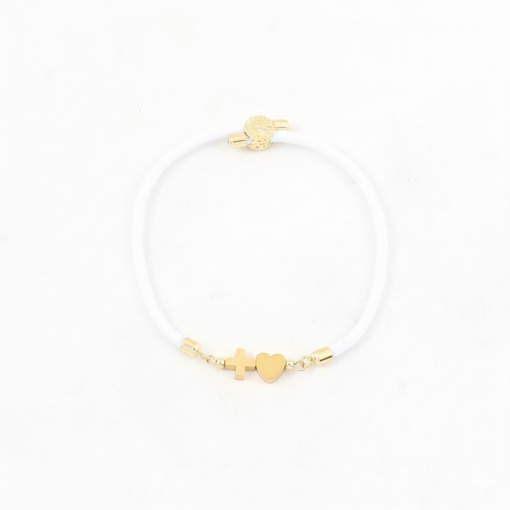 Pulsera Blanca Nylon Chapa 18k