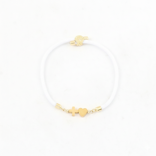 Pulsera Blanca Nylon Chapa 18k