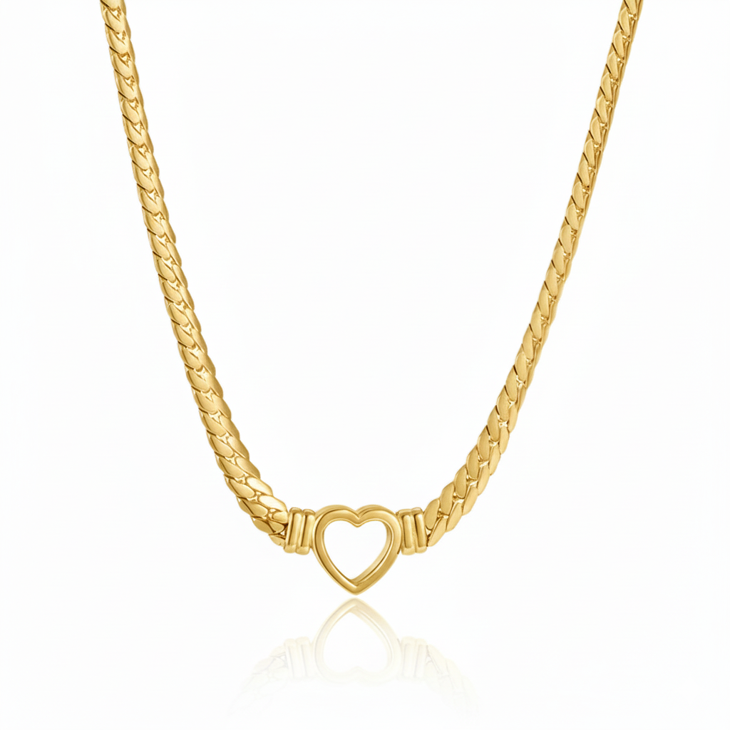 Collar Corazón Chuncky Chapa 18k