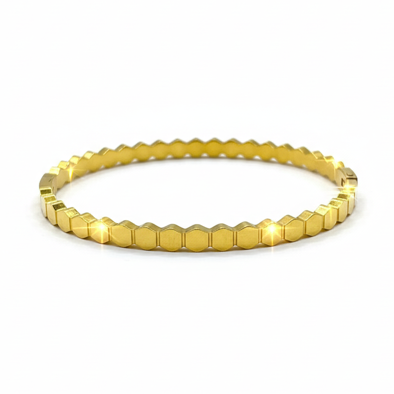 Brazalete Tira de Hexagonos Chapa 18k