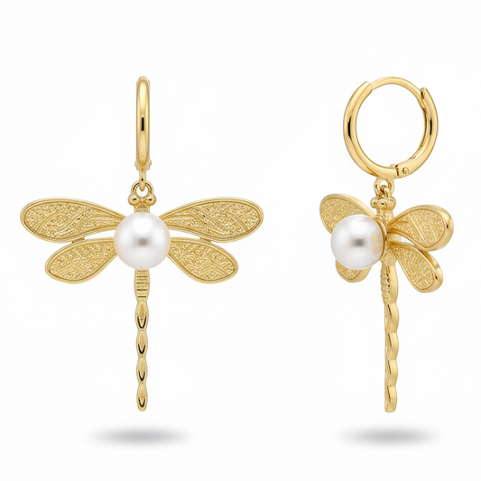 Aretes Super Libelula Chapa 18k