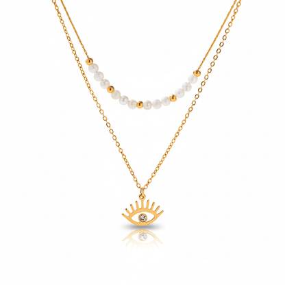 Collar Doble Mini Ojo Chapa 18k